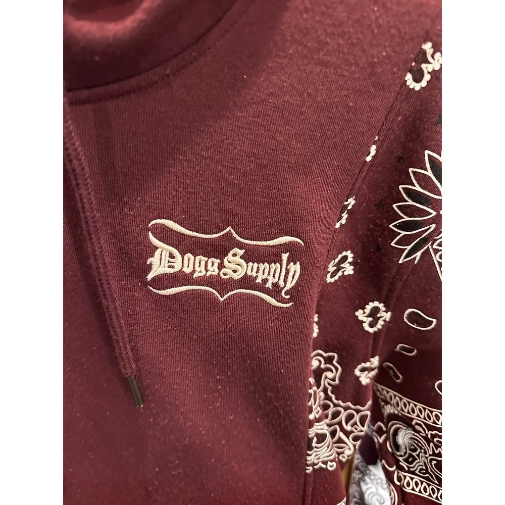 Dogg Supply by Snoop Dogg Mens Bandana Paisley Hoodie Maroon Burgundy Small